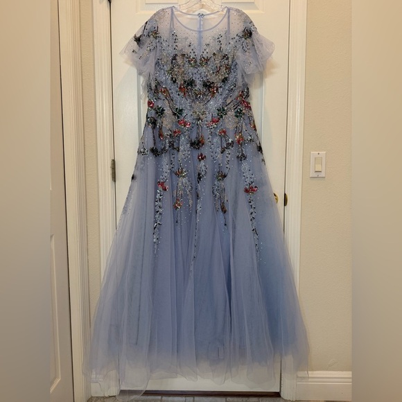 NWT Mac Duggal 20436 Embellished Multi Color Flutter Sleeve A-Line Dress Size 16 - Picture 2 of 11